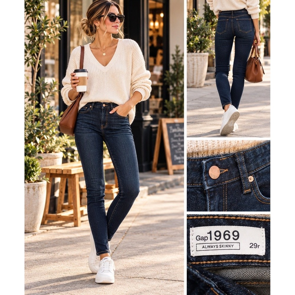 Gap 1969 Always Skinny Jeans Women's 29R Dark Wash Stretch Denim Mid Rise